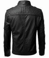 Men's Slim fit Biker's Black Real Leather Jacket - Handmade Casual Lambskin Leather Black Jacket - MNCLeather